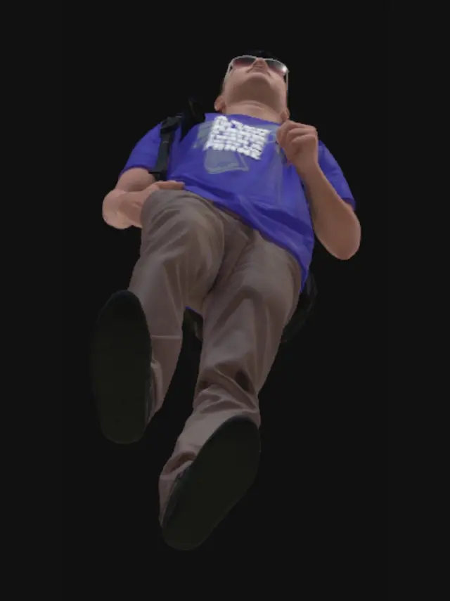 3D model for Hiker in a Blue T-Shirt in a Green Field