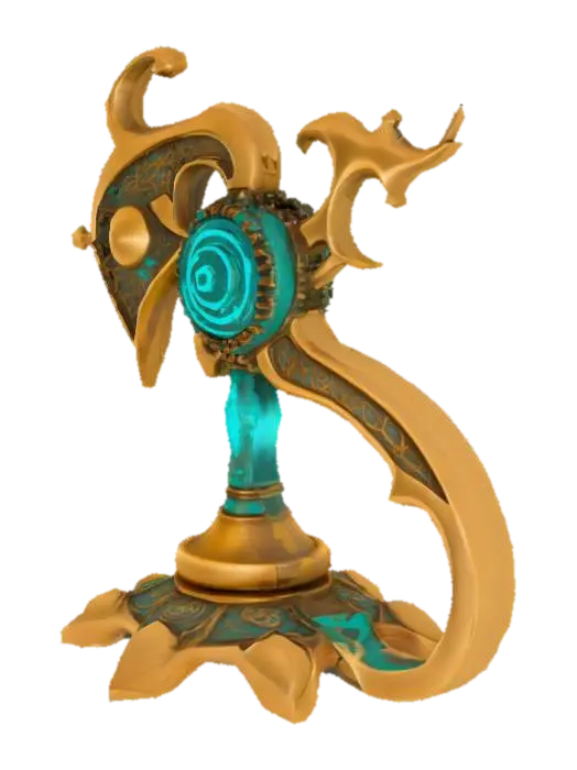 A single glowing magitek rune etched into aged brass. It glows with soft turquoise… - Experimental 3D model, AI generated