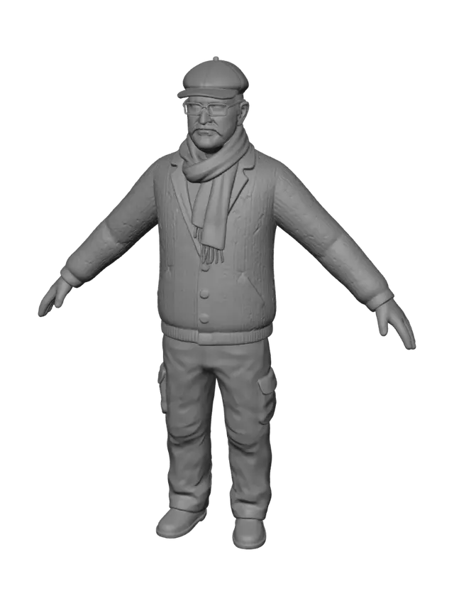 3D model for Grey-Bearded Gentleman in a Knitted Cardigan