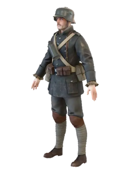 Soldier in Uniform - Ww1 3D model, vytvořený pomocí AI