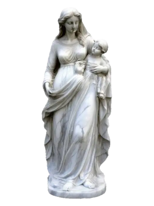 A Statue Of a Mother Holding her Childs Hand, Marblebe statue, #women# 3D model, vytvořený pomocí AI