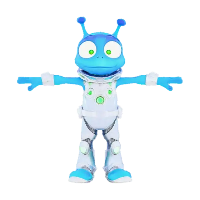 a highly detailed cartoon alien, in the style of "crash bandicoot concept art",… - Silly 3D model, vytvořený pomocí AI