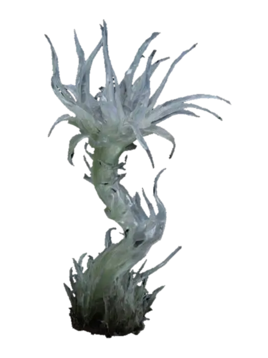 Ghostly translucent evil looking plant with spikes 3D model, vytvořený pomocí AI