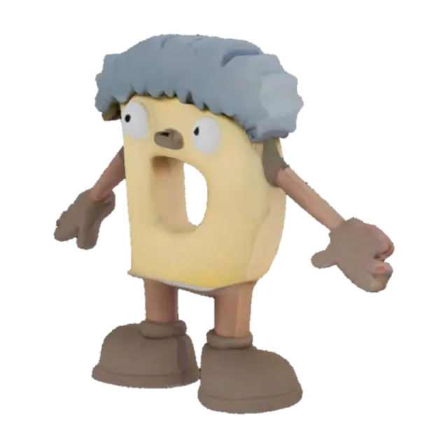 Alphabet Buddy D 3D model, vytvořený pomocí AI