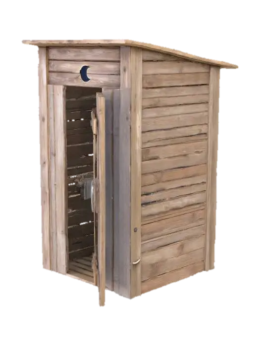 wooden outhouse with open door - Shed 3D model, vytvořený pomocí AI