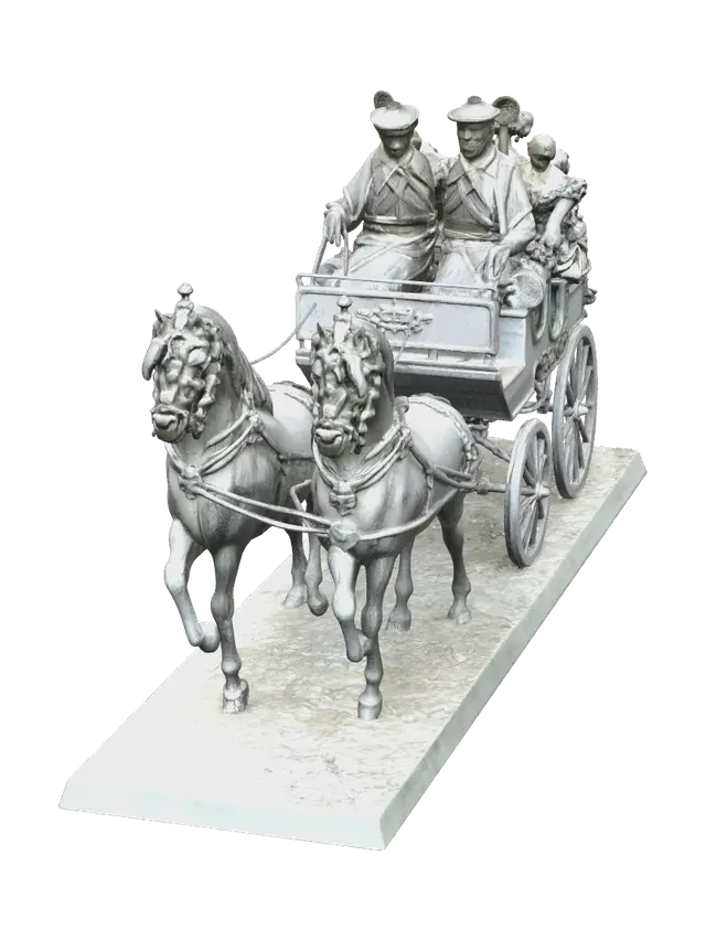Modern Horsedrawn - Nostalgia 3D model, vytvořený pomocí AI