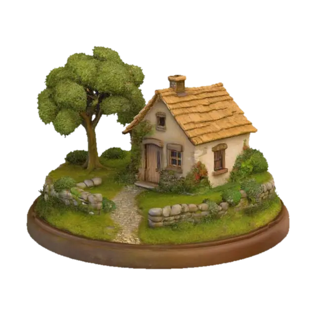 Cottage Serenity - Miniatures 3D model, vytvořený pomocí AI