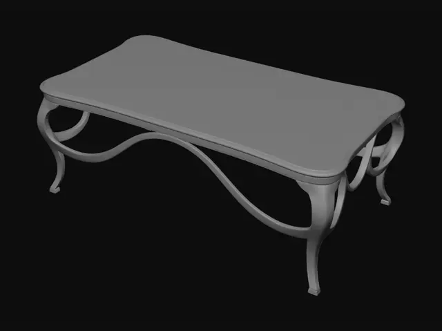 3D model for Cabriole-Leg Glass-Top Coffee Table