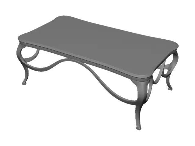 3D model for Cabriole-Leg Glass-Top Coffee Table