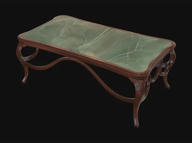 3D model for Cabriole-Leg Glass-Top Coffee Table