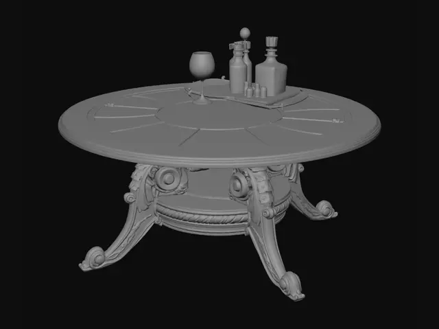 3D model for Ornate Round Glass Coffee Table