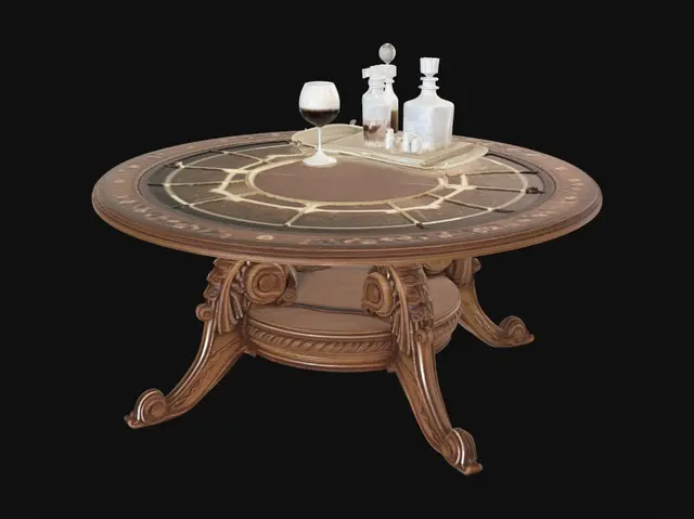 3D model for Ornate Round Glass Coffee Table