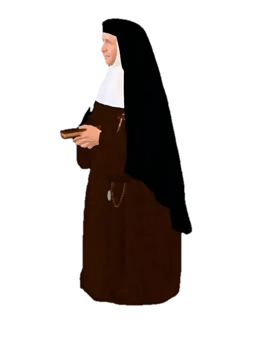 Prayerful Nun with Bible - Devotional 3D model, vytvořený pomocí AI