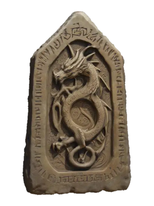 Dragon Rune Stone - Nordic 3D model, vytvořený pomocí AI