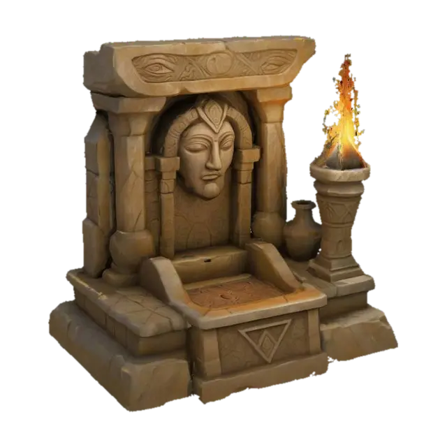 Stone Throne Altar 3D model, vytvořený pomocí AI