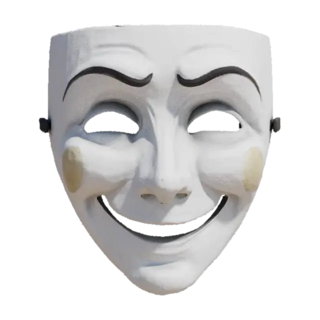 White theatrical mask - smile and sad expression 3D model, vytvořený pomocí AI