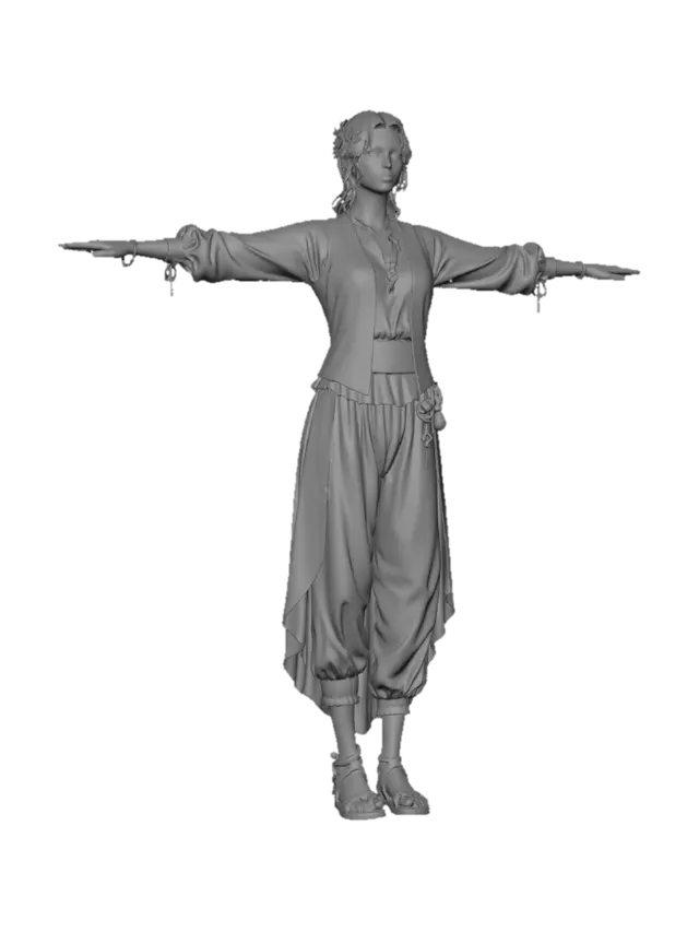 3D model for Azure Embroidered Bohemian Ensemble