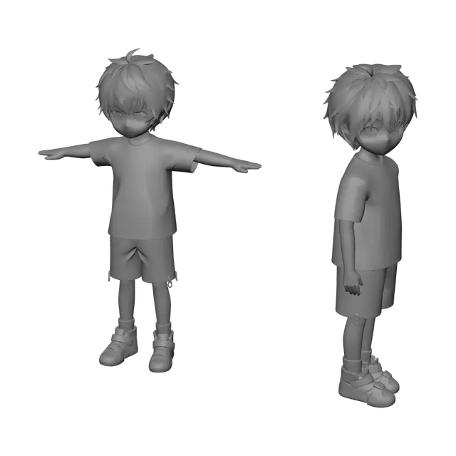 3D model for Monochrome Kid Character Reference