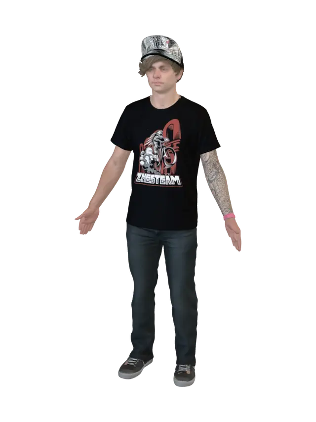 3D model for Motorcycle Rider Graphic on Black T-Shirt