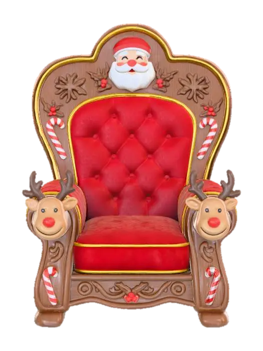 3D model for #Christmas2025#, трон санты клауса, прозрачный фон, Мультяшный, детализированный,
