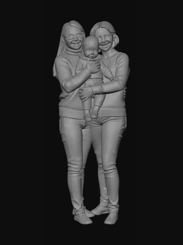 3D model for I would like a model of 2 mothers holding 1 child