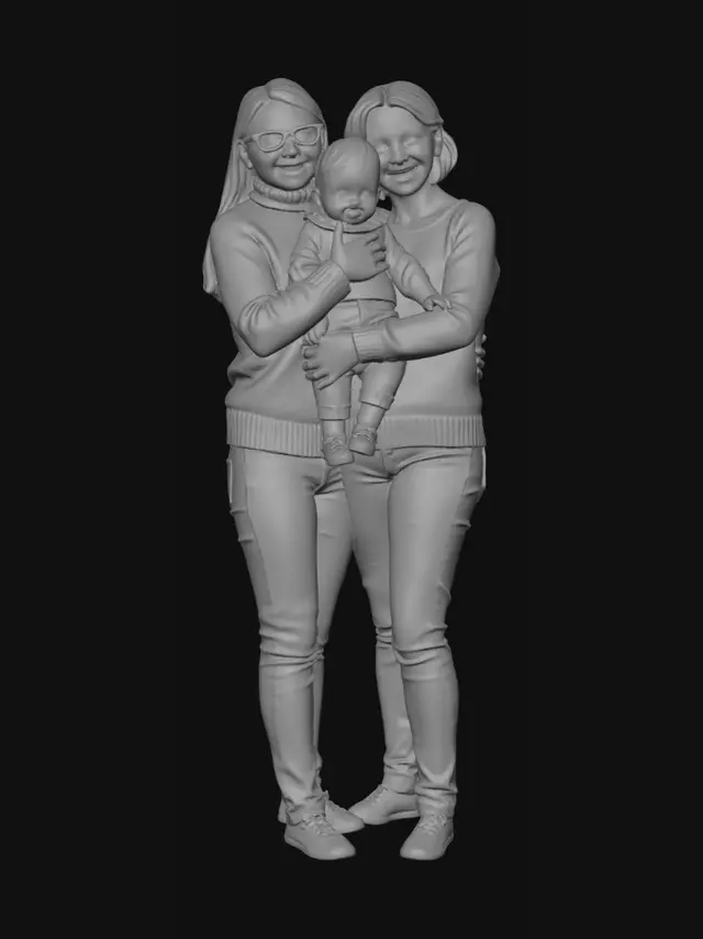 3D model for I would like a model of 2 mothers holding 1 child