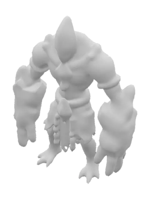 3D model for Emerald Golem, front stylized handpainting