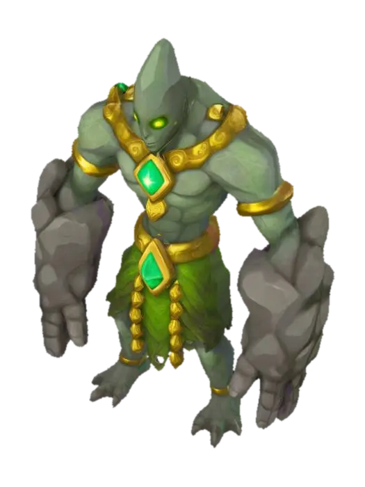 3D model for Emerald Golem, front stylized handpainting