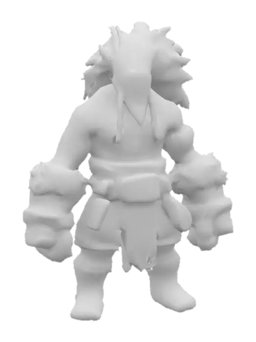 3D model for Barbarian Warrior, front view, red nose , nice hair