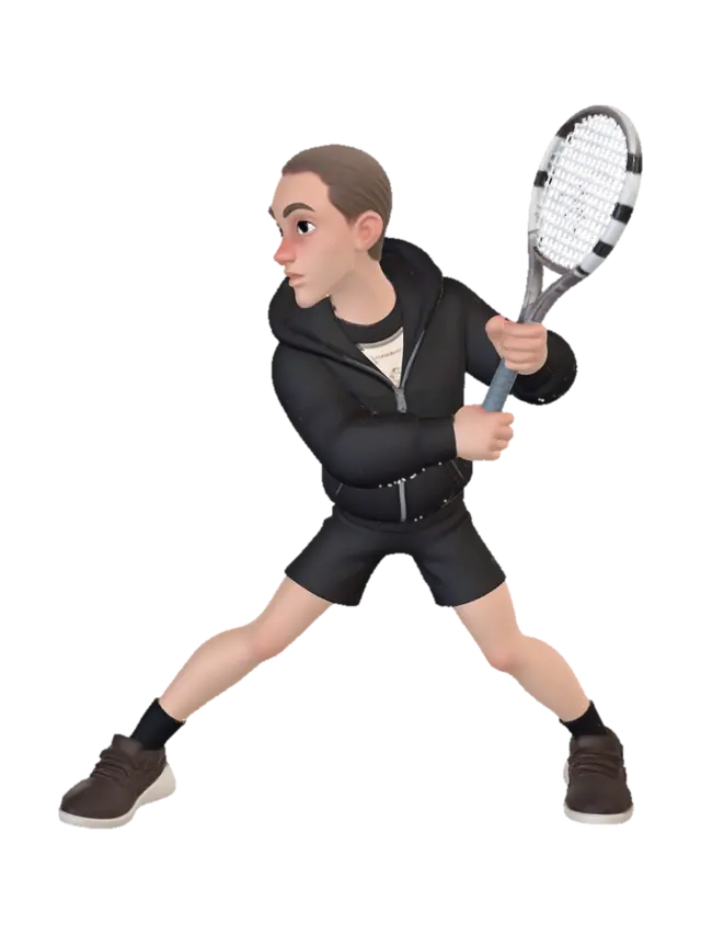 Two-Handed Backhand Tennis Swing 3D model, vytvořený pomocí AI