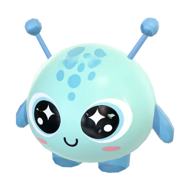 Bubbly Space Buddy 3D model, vytvořený pomocí AI