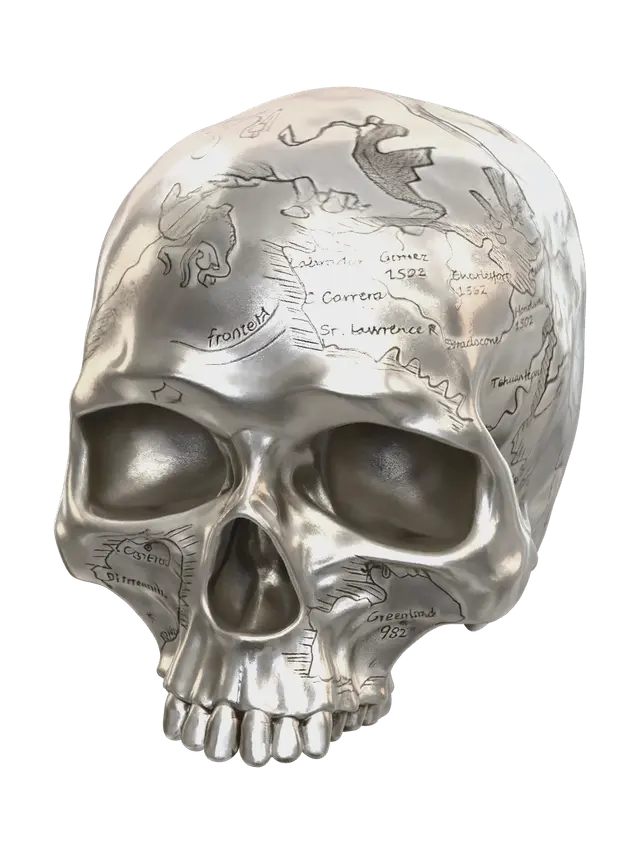 Weathered Skull Diagram - Xray 3D model, vytvořený pomocí AI