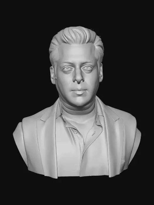 3D model for Blue Suit, Yellow Backdrop Portrait