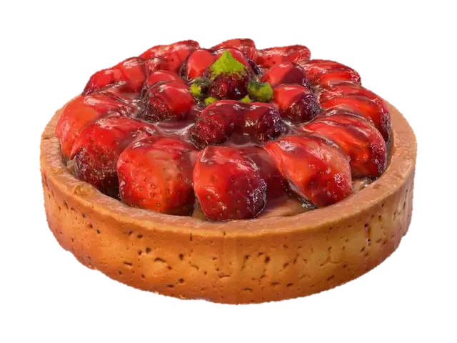 Strawberry Raspberry Glazed Tart 3D model, vytvořený pomocí AI