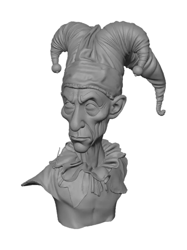 3D model for Realistischer Jester Kopf mit nachdenklichen Gesichtsausdruck.