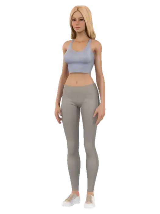 A 3D model of a slim, tall female character in her early 20s, standing in a A-pose.… - Blonde 3D model, vytvořený pomocí AI