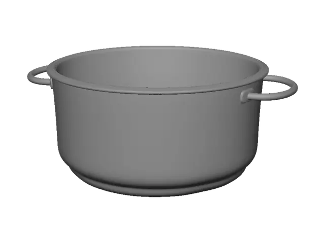 3D model for Shiny Metal Pot on a Wooden Floor
