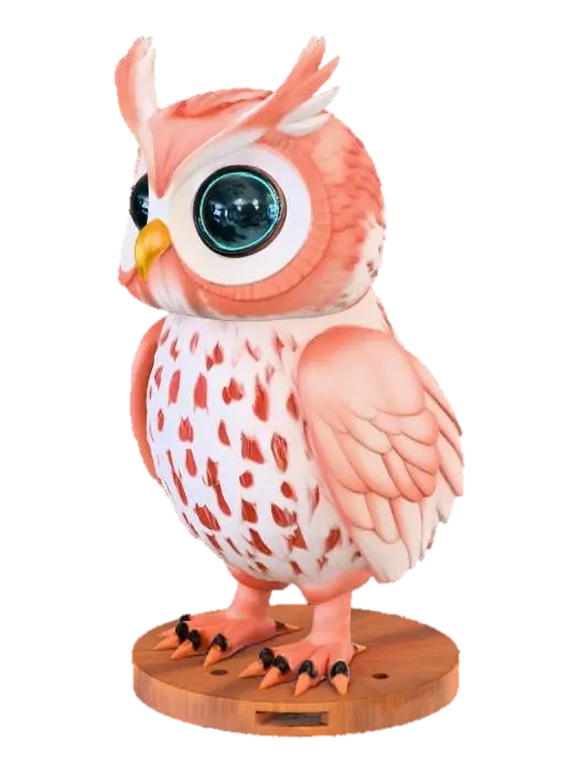 Modelo 3D de 生成一个可爱的卡通猫头鹰3D模型，用于3D打印，尺寸约12厘米高。身体为空心圆柱，壁厚2毫米，内部可容纳微型电路板。头部为直径50毫米的球体，前方有两个直径8毫米的圆孔（用… - Printer, gerado por IA