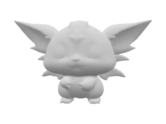 3D model for anime like pokemon, cute animal spiritual pets. fantasy, chibi baby, fantasy, elemental. Wings
