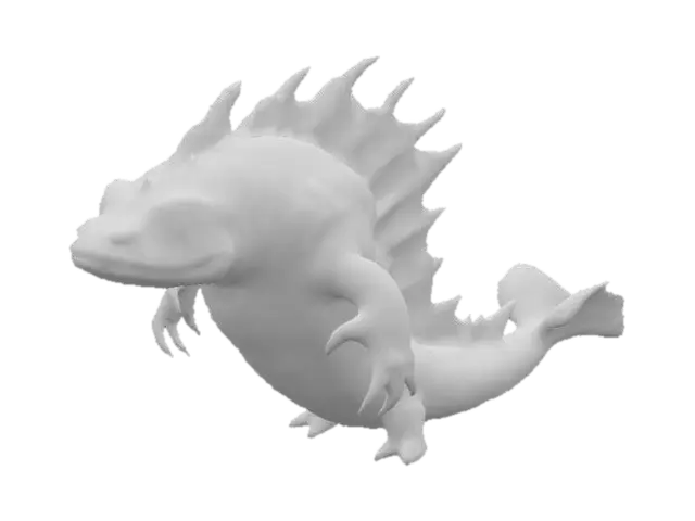 3D model for anime like pokemon, spiritual pets. fantasy,Big and muscular elemental. madness, psychic carp.