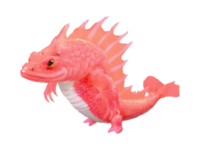 3D model for anime like pokemon, spiritual pets. fantasy,Big and muscular elemental. madness, psychic carp.