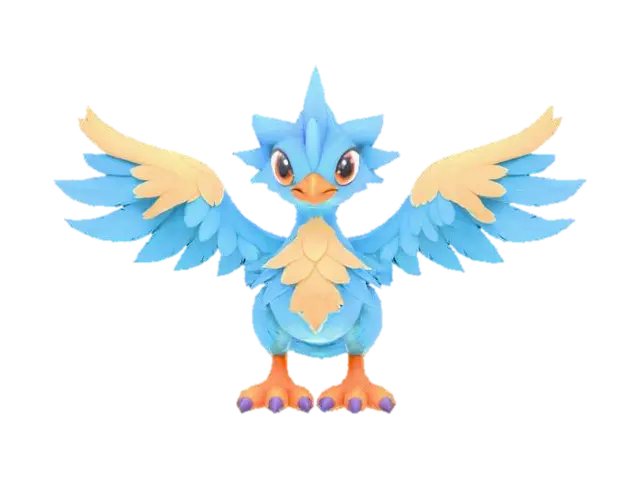 anime like pokemon, spiritual pets. fantasy,Stylized, epic and cute Peryton, mythical creature AI 생성 3D 모델