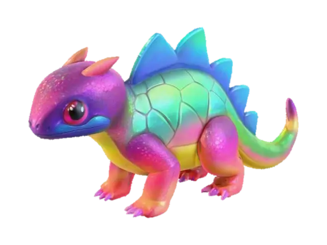 3D model for #PBR#, Shiny scaly rainbow animal, pokemon like cute.Spiritual, elemental creature sparkly, wet or armored, #PBR#