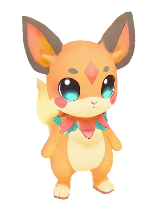 3D model for anime like pokemon, cute animal spiritual pets. fantasy, chibi baby
