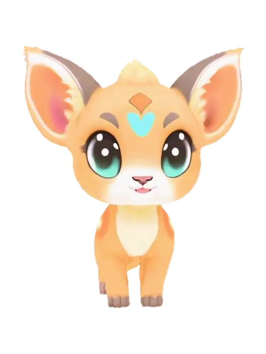 3D model for anime like pokemon, cute animal spiritual pets. fantasy, chibi baby, fantasy, elemental. baby puma