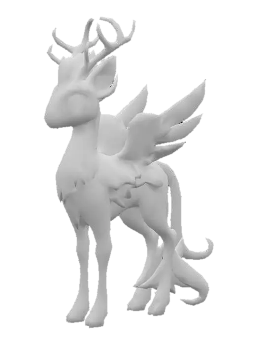 3D model for anime like pokemon, spiritual pets. fantasy,Stylized, colorfull, epic and cute Peryton