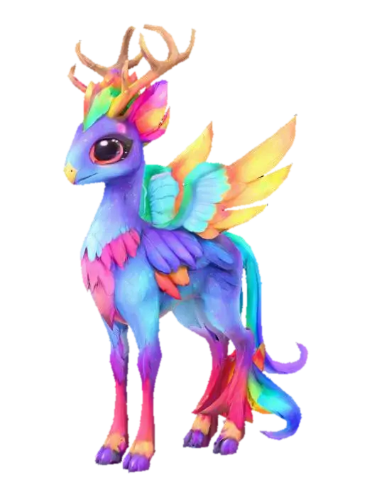 3D model for anime like pokemon, spiritual pets. fantasy,Stylized, colorfull, epic and cute Peryton