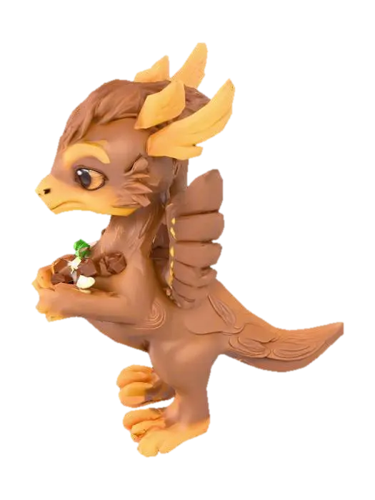anime like pokemon, cute animal spiritual pets. fantasy, chibi, fantasy, elemental. Chocolate mount,… - Peryton AI 생성 3D 모델