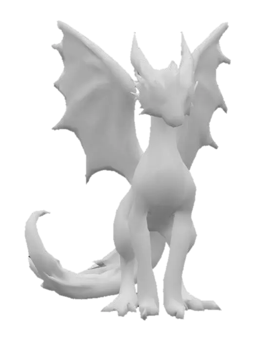 3D model for anime like pokemon, spiritual pets. fantasy,Stylized, epic and cute Peryton, mythical creature, wyvern, feydragon
