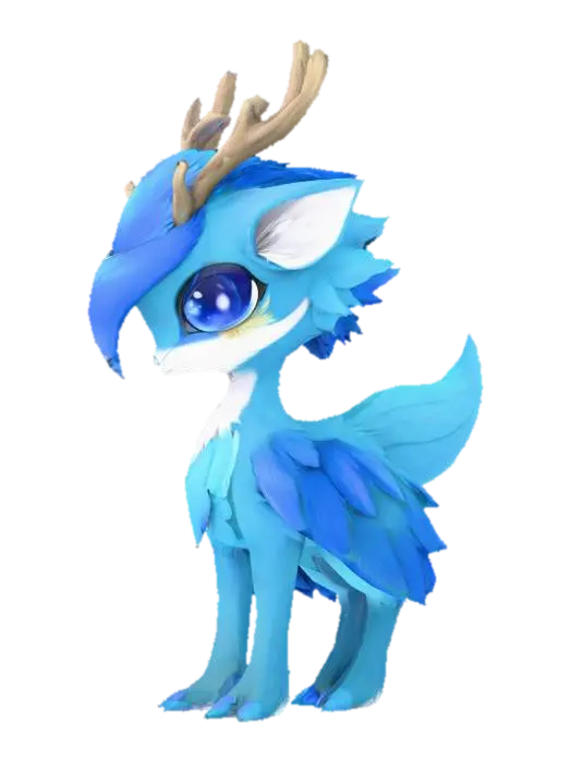 anime like pokemon, spiritual pets. fantasy,Stylized, epic and cute Peryton, mythical creature AI 생성 3D 모델